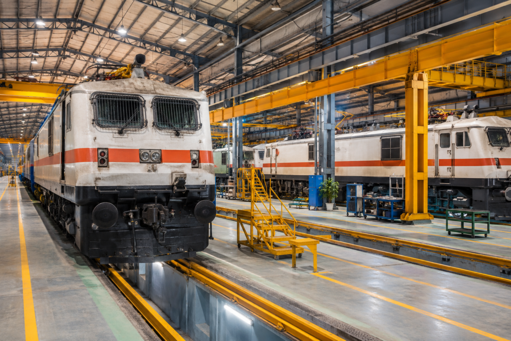 Electric locomotive maintenance facility at Indian Railways' Raipur depot