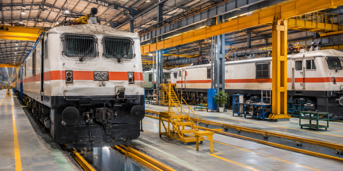 Electric locomotive maintenance facility at Indian Railways' Raipur depot